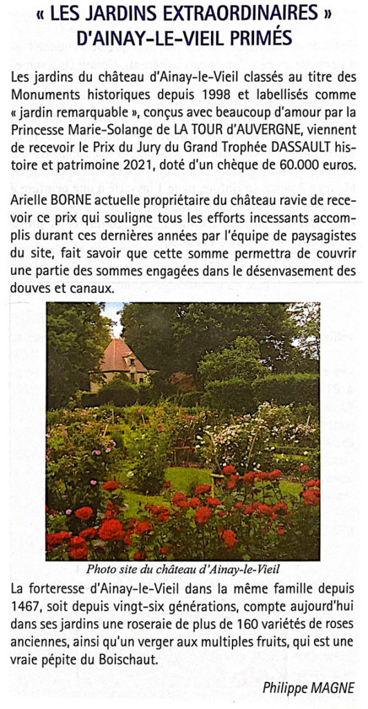 Article paru dans la Gazette berrichonne de Paris, numéro oct-nov 2021