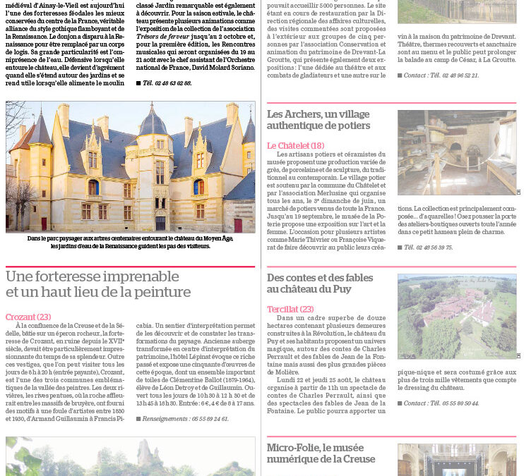 Le château d’Ainay-le-Vieil, le petit Carcassonne, article paru dans lL&#039;écho du Berry le 4 août 2022