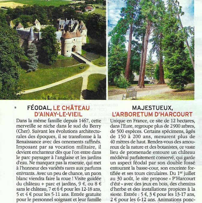 4 juillet 2020, article paru dans Télé 7 jours sur le château d'Ainay-le-Vieil