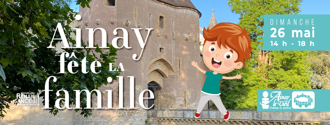 Dimanche 25 mai 2024, le château d’Ainay-le-Vieil célèbre la famille et propose un programme spécial à découvrir tous ensemble : chasse au trésor, ateliers de cirque et de jeux anciens, magie des contes théâtralisés, baptême équestre et promenade à poney autour du château.