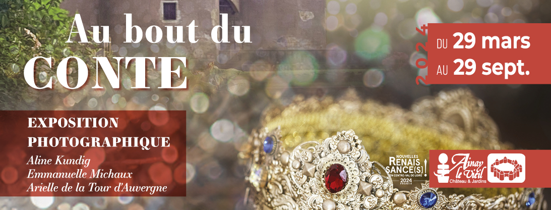 Exposition "Au bout du conte...". L’univers des contes s’invite au Château d’Ainay-le-Vieil. Trois artistes : Aline Kundig, Emmanuelle Michaux et Arielle de La Tour d’Auvergne présentent leur vision personnelle des contes au travers de la photographie et de la vidéo.