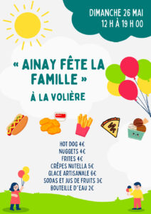 Château d'Ainay-le-Vieil - Fête la famille 2024 - Affiche Menus spéciaux proposées par le restaurant La Volière