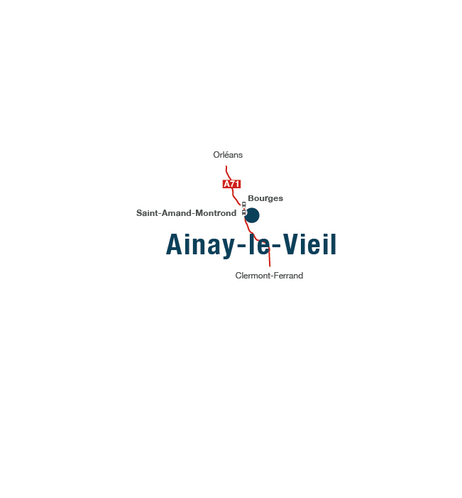 Map of France positioning Château d&#039;Ainay-le-Vieil