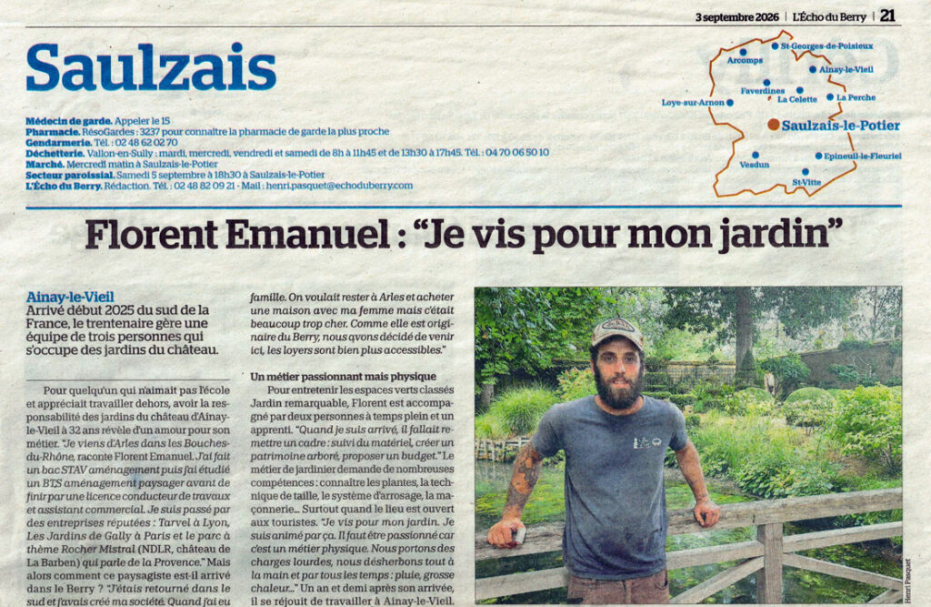 'Écho du Berry – Florent Emanuel, jardinier du château – Septembre 2026